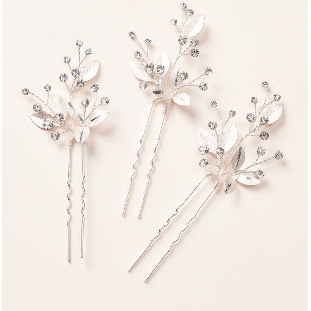 Dareth Colburn - Delicate Leaf Hair Pins (Set of 3)